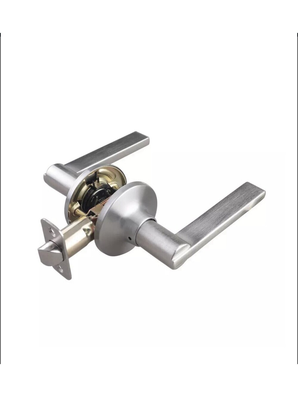 Signature Hardware Passage Door Locket Satin Nickel Flat Bar Lever